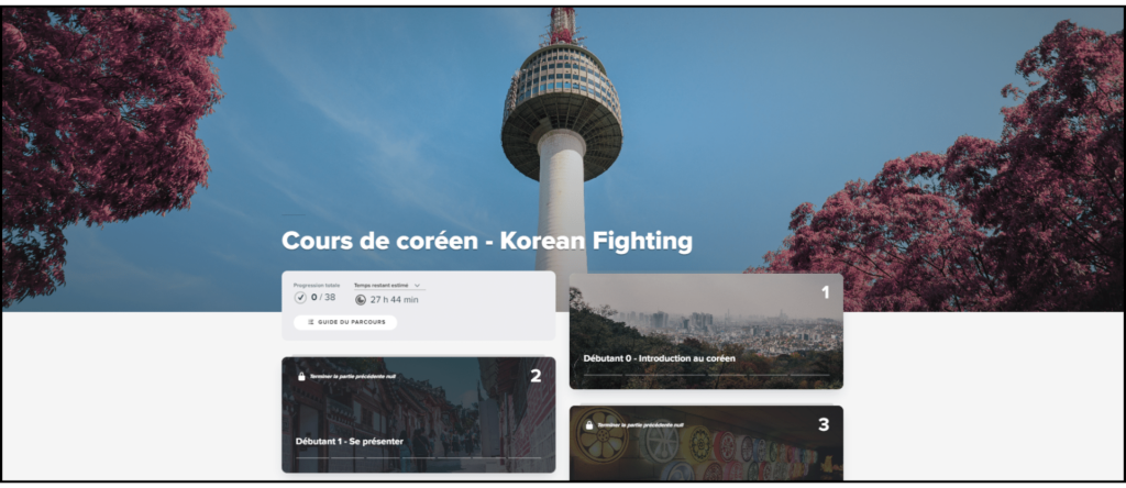 image plateforme pédagogique korean fighting accueil